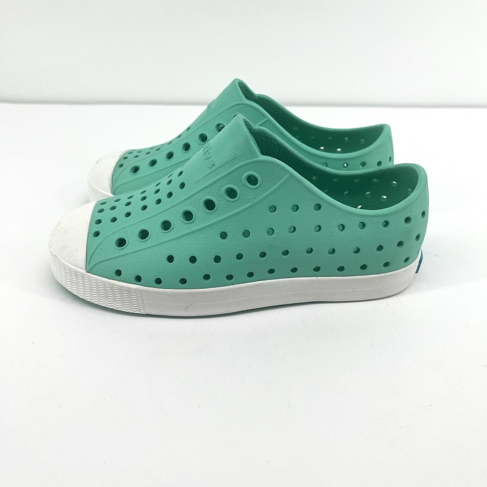 Native Jefferson Kids Fresco Green Shell White Slip On Water Shoes Sneakers C11